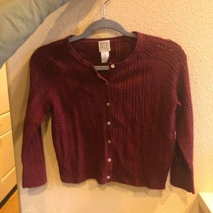 DKNY red sweater cardigan